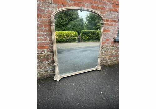 A Superb Large Antique English 19th C Painted Column Overmantle Mirror