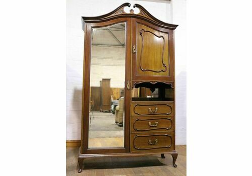 Antique Victorian Carved Combination Wardrobe