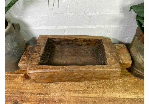 Vintage Rustic Wabi Sabi Carved Dugout Solid Wooden Trough Table Centrepiece