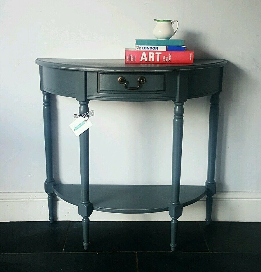 Vintage Painted Farrow Ball Half Moon Console Table