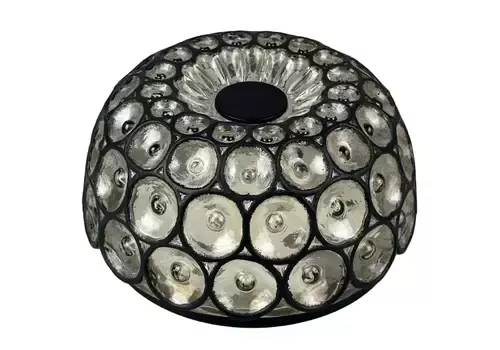 60s 70s Ceiling Lamp Glashütte Limburg Germany Plafoniere Glass & Metal