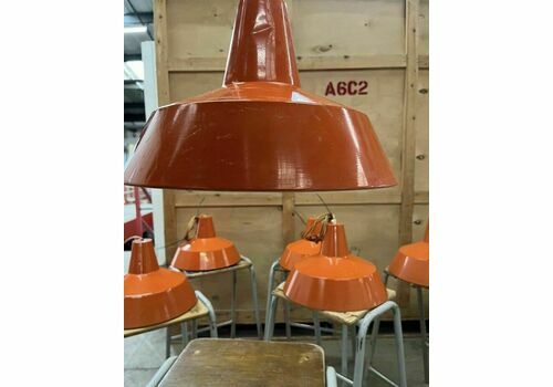 Danish Refectory Lamp Shades Restaurant Cafe Design 35cm Set Of 3 Orange