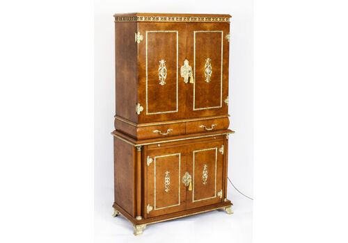 Antique French Ormolu Mounted Burr Walnut Cocktail Cabinet Circa1930