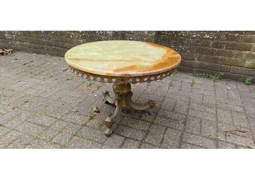 Imposing And Ostentatious Large Onyx And Brass Mid Century 60s Coffee Table