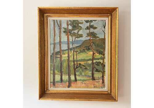 Swedish Oil On Canvas Painting, Landscape With Pine Trees, Signed