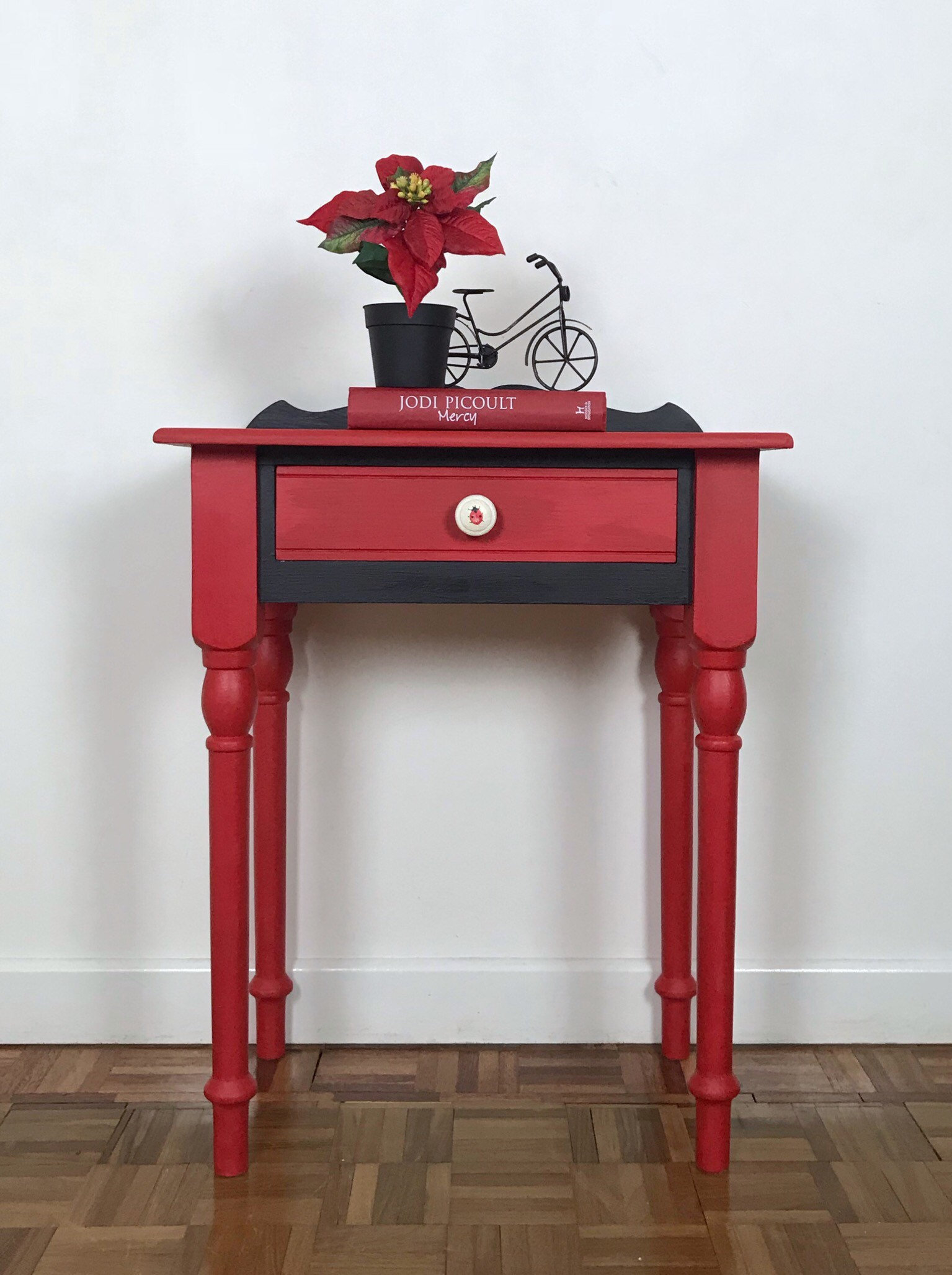 Red And Black Small Chest Of Drawers Hand Painted Red Drawers