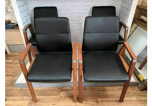 Vintage Dining Chairs Office Reception Leather Stack Fulcrum Sven Christiansen X 4