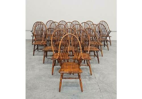 1 Of 20 Highback Windsor Dining Chairs // Spindel Dining Chairs In Solid Beech // Made In Yugoslavia In 1950s