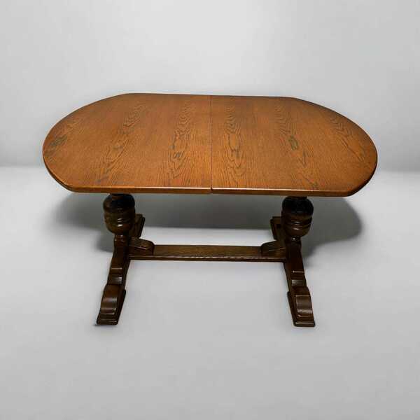 Vintage Old Charm Large Oak Extending Draw Leaf Dining Table 1970s / Seats 6 photo for sale