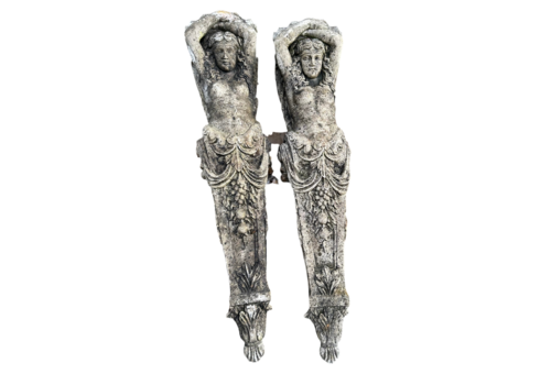 Matching Pair, French Decorative Stone Antique Columns