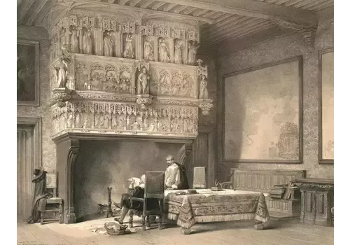 Louis Haghe (1806 1885)   1840 Lithograph, Town Hall, Courtray