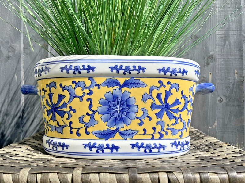 Large Vintage Chinese Oriental Pottery Foot Bath Planter Flower Trough