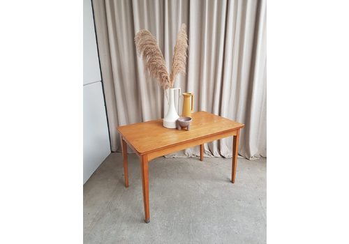 Vtg Late Mid Century Solid Dining Table Desk Rustic Scandi Retro #612