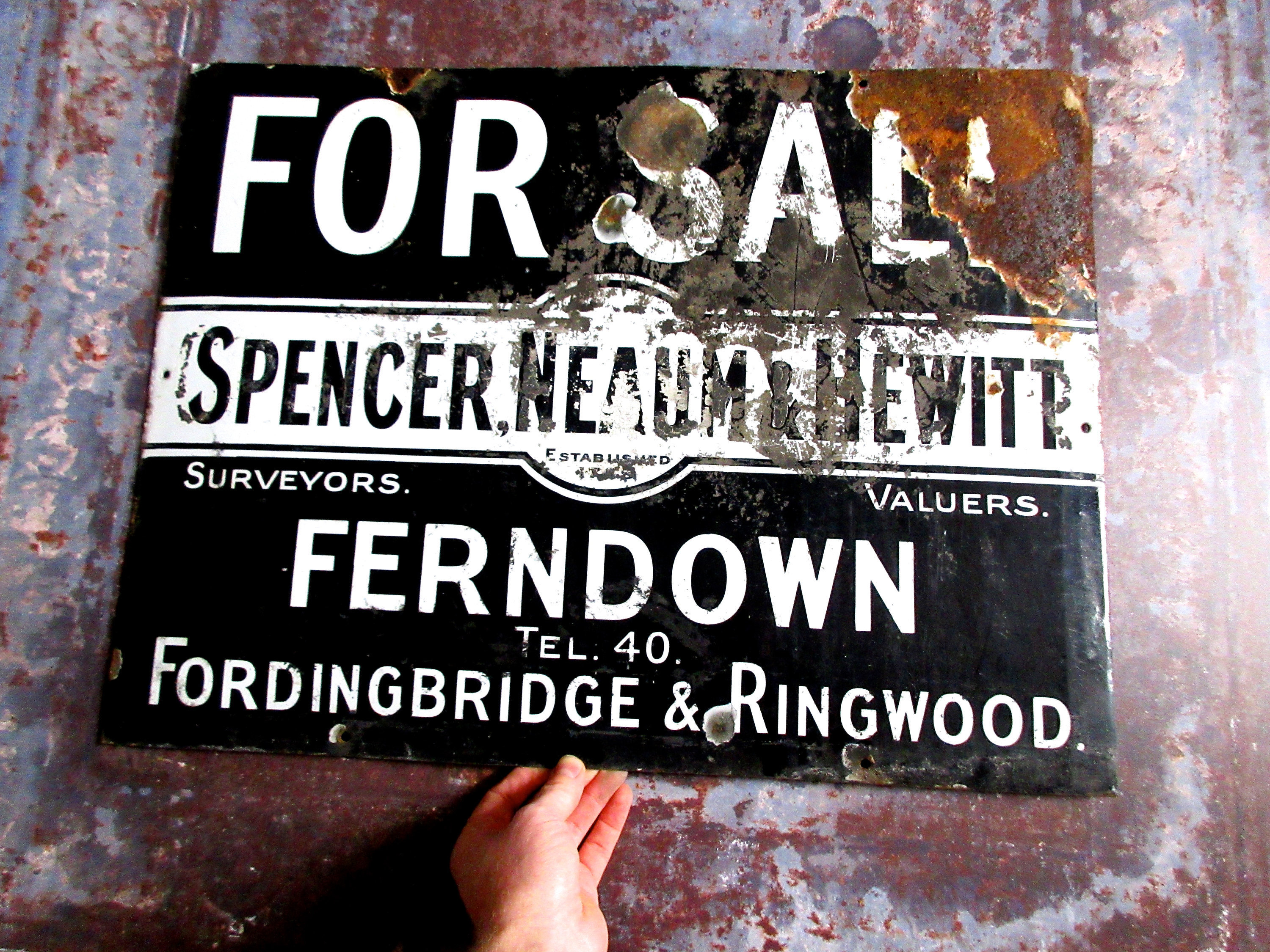 Vintage Enamel Sign For Sale Sign Industrial Decor Vinterior