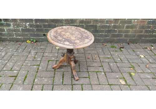 Beautiful Hand Carved Middle Eastern Round Side Table – Vintage, Age Worn Accent For Wine, Bedside, Or Occasional Use Benares Style