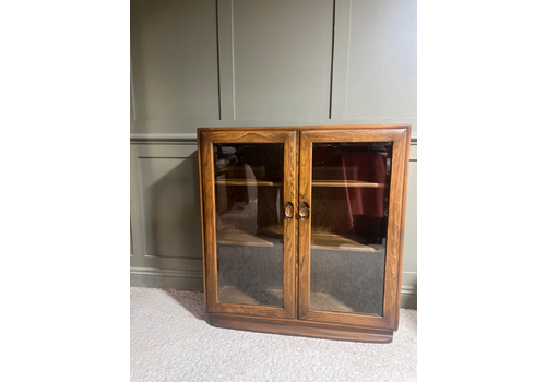 Vintage Ercol Bookcase Glazed Doors Adjustable Shelves Delivery Available