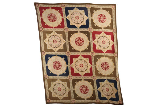Antique Aobusson Carpet Cotton Extra Thin Knot China 126 X 101 In