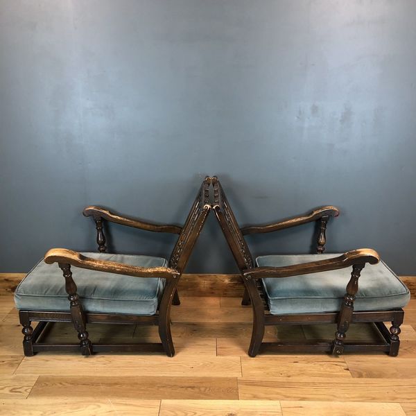 Pair Vintage Ercol Old Colonial Yorkshire Back Easy Chairs Armchairs Model 445 Vinterior