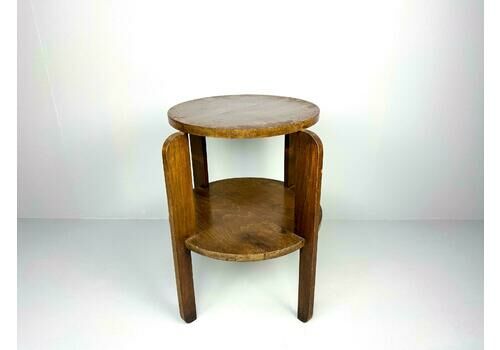 Vintage Art Deco Side Table, 1930s, Art Deco Round End Table, Two Tier Side Table