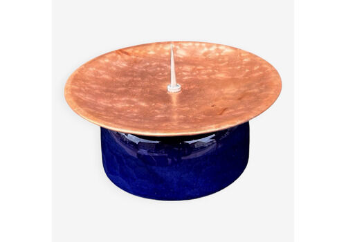 Modern Style Copper And Ceramic Candle Holder, Germany, 1970s