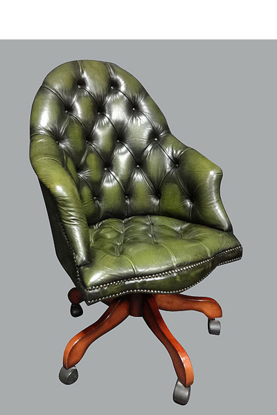 Green Leather Office Desk Chair
