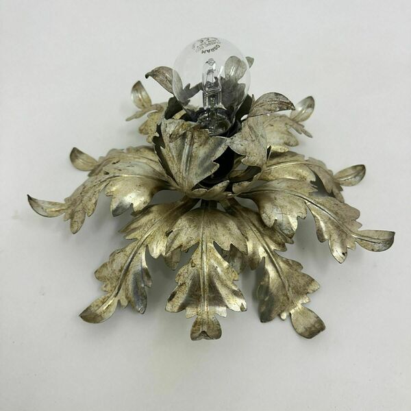 Hollywood Regency Leaf Flower Ceiling Light Flush Mount , 1970s photo furniture