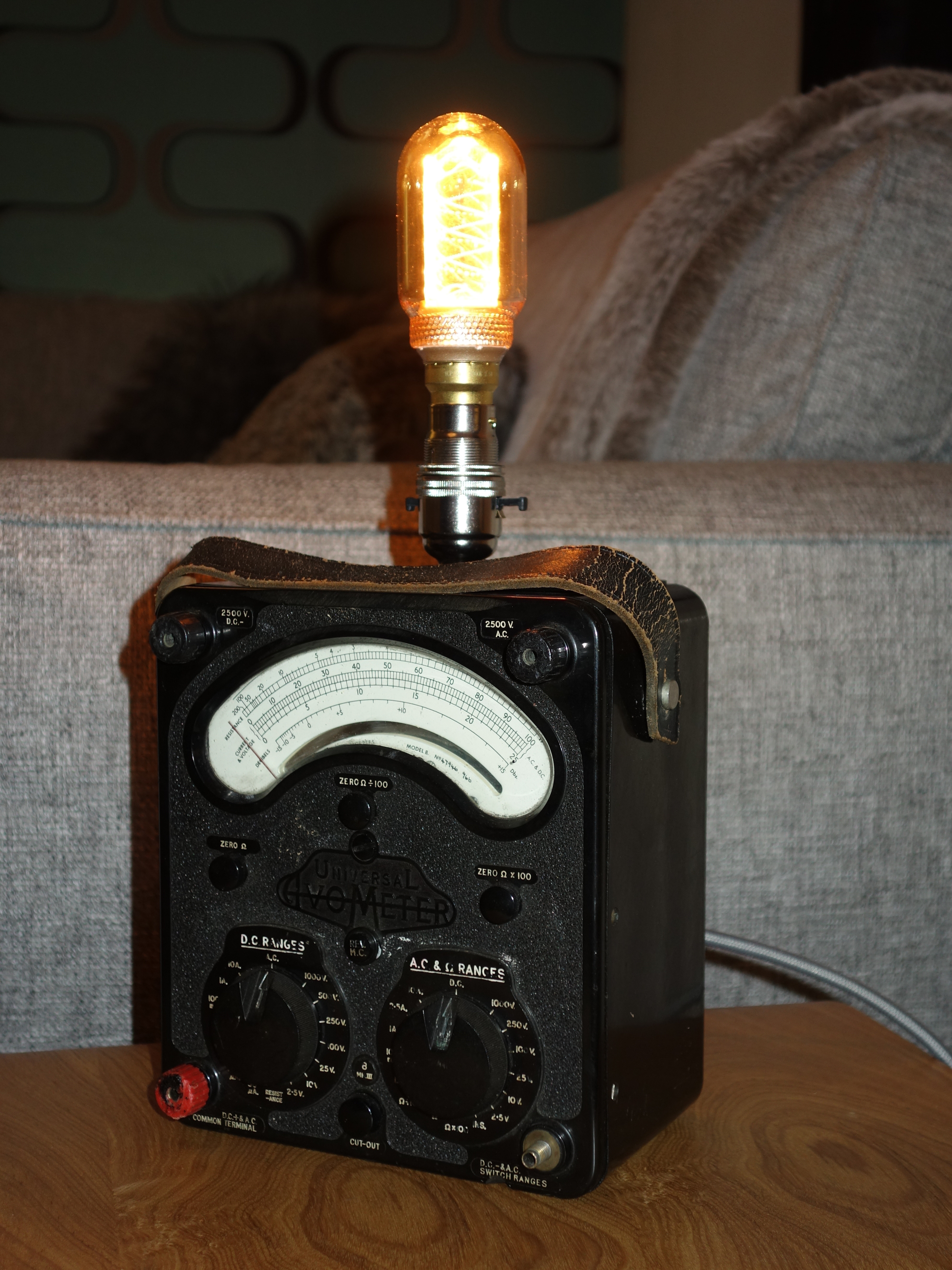 Desk Side Table Lamp Converted Vintage Avometer Mid Century