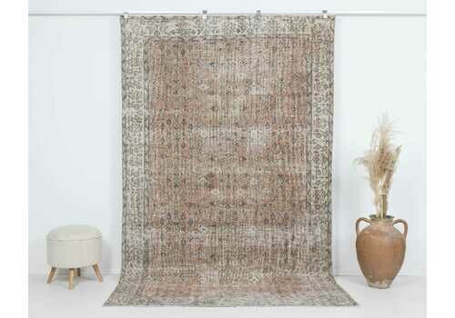 6x9 Antique Rug, Faded Floral Vintage Rug, Turkish Rug, Oushak Rug, Anatolian Rug, Low Pile Rug, Naturel Rug, Bedroom Rug, Faded Rug