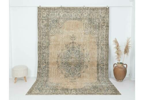 8x10 Turkish Rug, Neutral Vintage Rug, Low Pile Rug, Anatolian Rug, Oversize Rug, Handmade Rug,Living Room Rug,Antique Rug,Oushak Rug, A4066