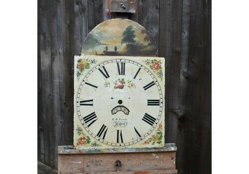 Antique Georgian Richard Snow Salvage Hand Painted Enamel Grandfather Clock Face