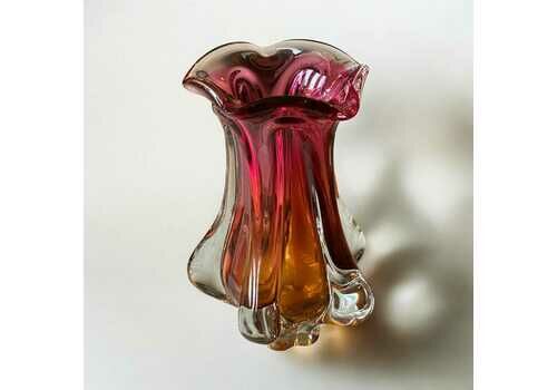 Bohemia Art Glass Vase By Jozef Hospodka Chribska Glassworks Czechoslovakia 1960s