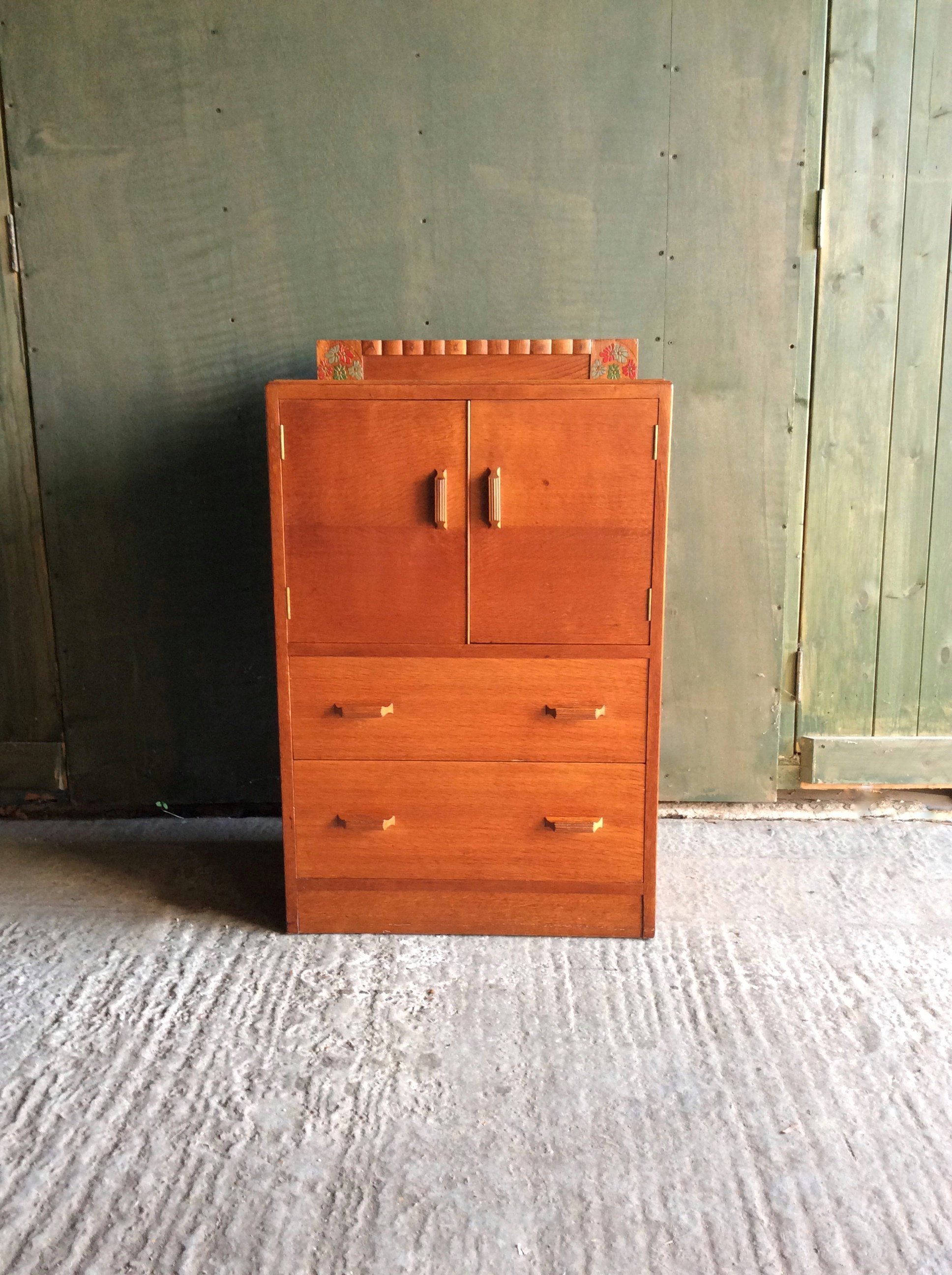 Rare 1940s Art Deco Egomme Utility Furniture Small Tallboy