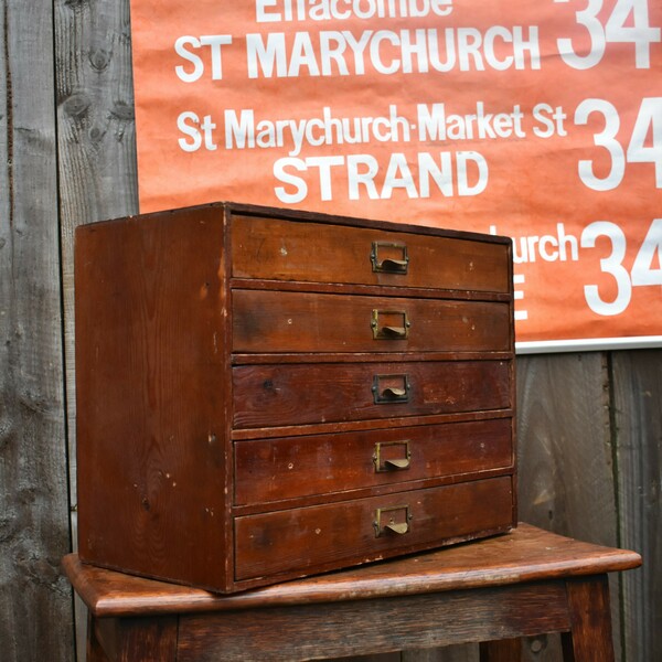 Standed Antique Vintage Standed Pine Collectors Printers Letterpress Bank Of ...