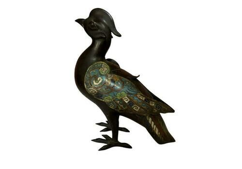 A 19th Century Chinese Bronze Cloisonné Enamel Bird Form Censer