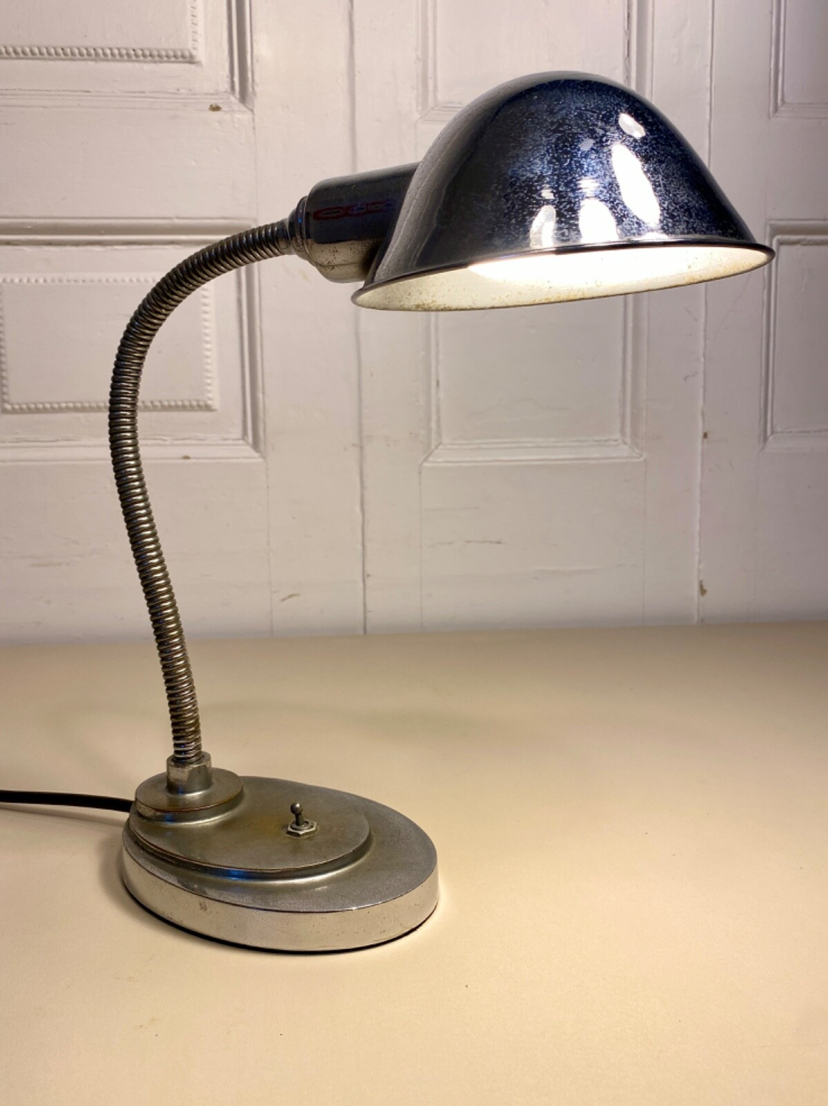 Original Art Deco Chrome Flexible Goose Neck Desk Table Lamp