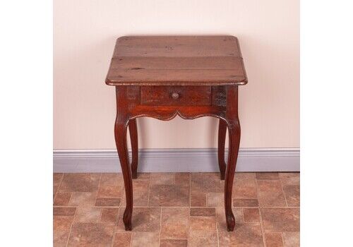 Rustic French Square Occasional Table With Drawer