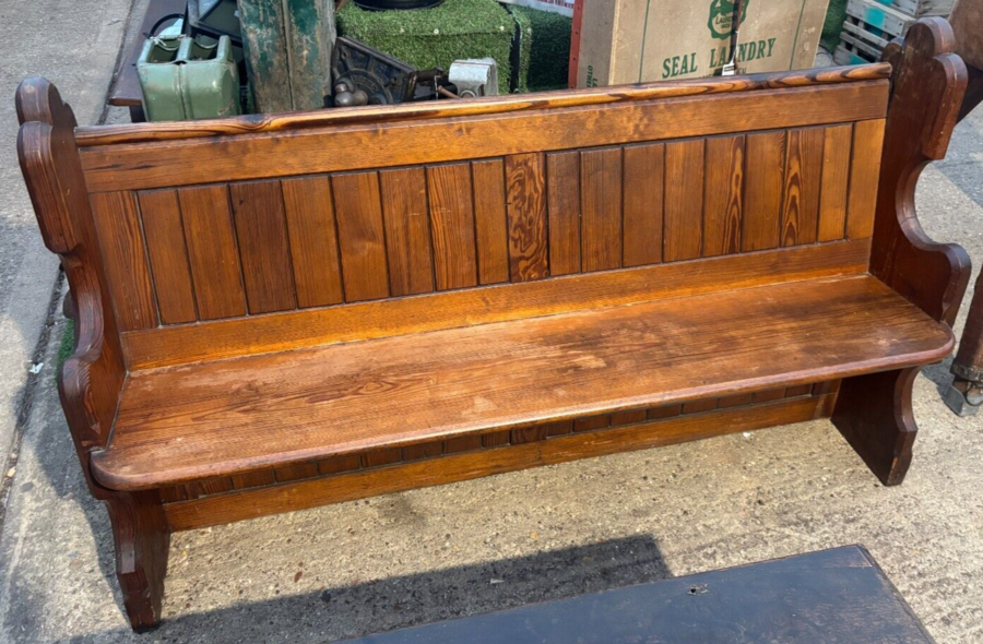 Antique Solid Pitch Pine Chapel/ Church Pew | Vinterior