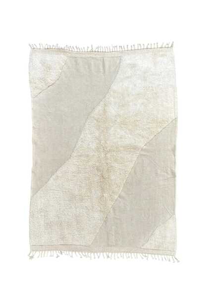 Modern Moroccan Beni Ouarain Wool Rug 200x290 Cm – Natural Cream With Geometric Lines photo furniture