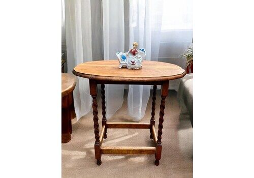 Antique Edwardian Occasional Table / Barley Twist Legs / Wooden Side Table / English C1900