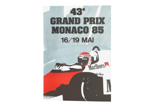 1985 Monaco Grand Prix Automobile Lithograph Poster Reissue