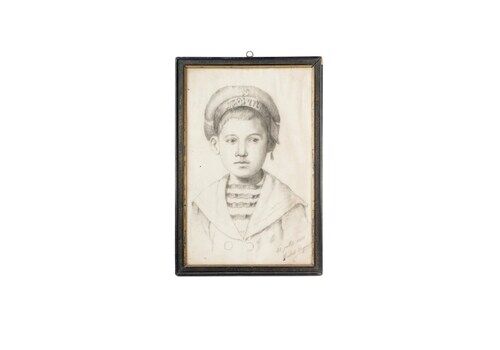 Original Signed Pencil Drawing Of A Young Russian Sailor Dated 1917