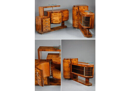 Set Of 2 Art Deco Walnut Cabinets