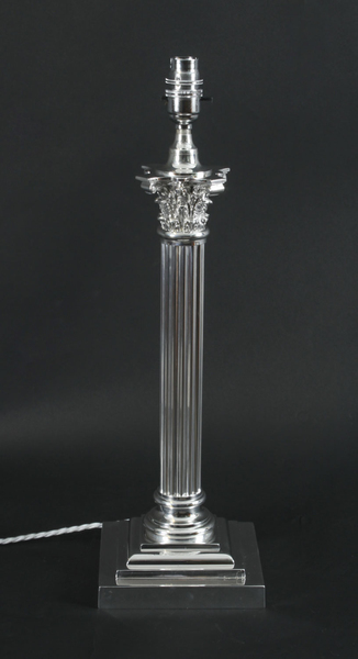 Silver Plated Corinthian Column Lamp Victorian19th C photo furniture