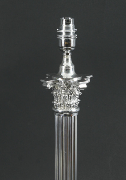 Silver Plated Corinthian Column Lamp Victorian19th C photo for sale