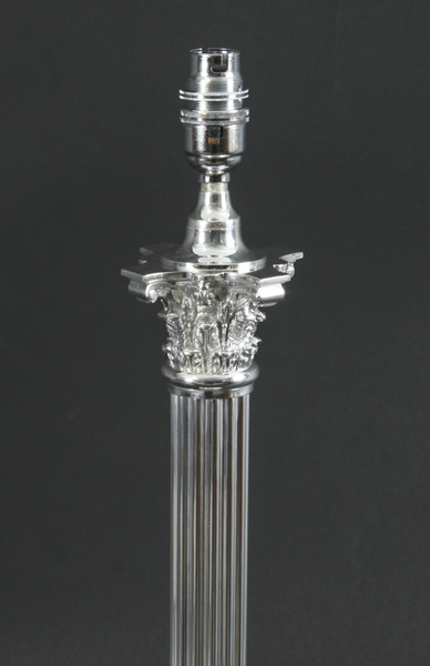 Silver Plated Corinthian Column Lamp Victorian19th C photo Lighting
