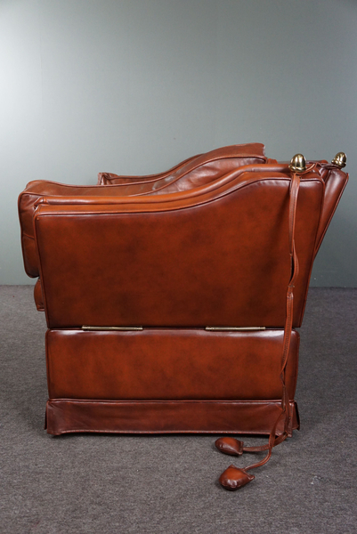 2.5 Seater Castle Sofa Made Of High Quality Cowhide In Cognac Color photo Furniture