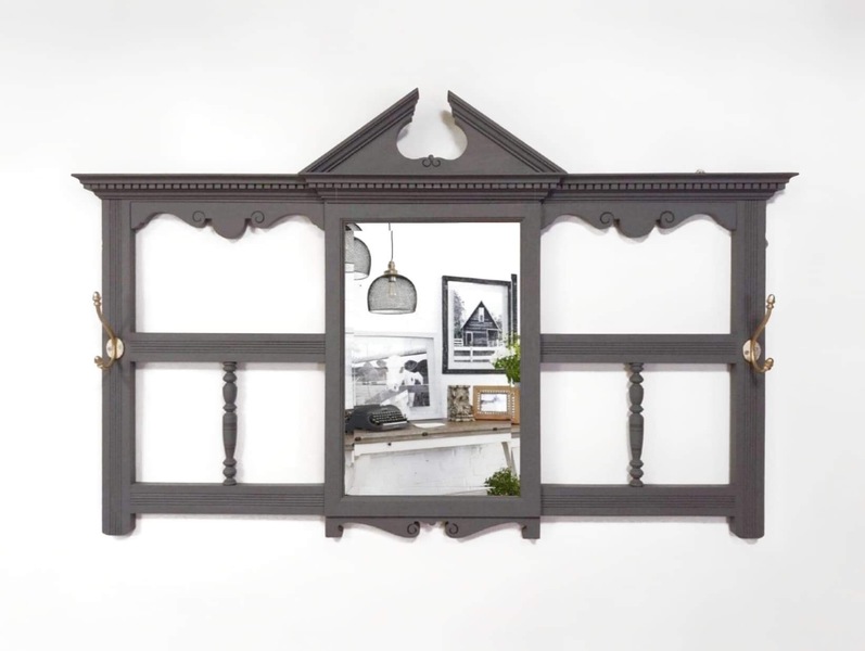 Edwardian Mirror And Coat Hook Wall Hanging Hallway Entryway