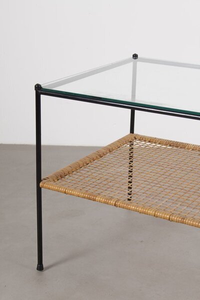 Vintage Dirk Van Sliedregt Rattan And Glass Coffee Table For Gebr Jonkers, Holland 1950s photo furniture
