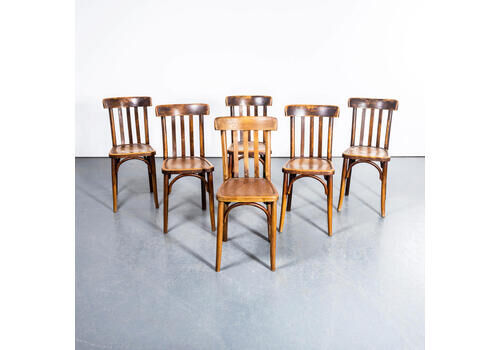 1940’s Tall Dark Oak Bentwood Dining Chairs – Set Of Six