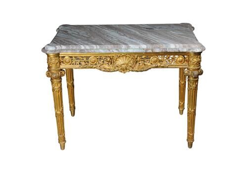 Museum Antique Coffee Table/Console Table Gilded With Marble Around 1860, Paris